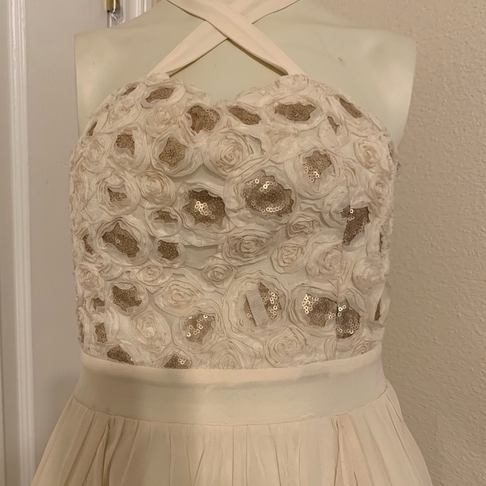 Cream & Brown Formal Dress